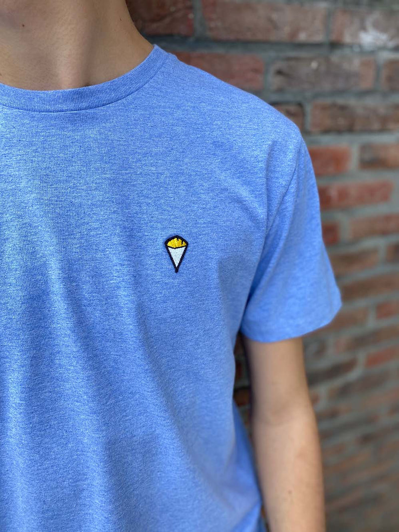 T-shirt Frites | Lichtblauw gemêleerd