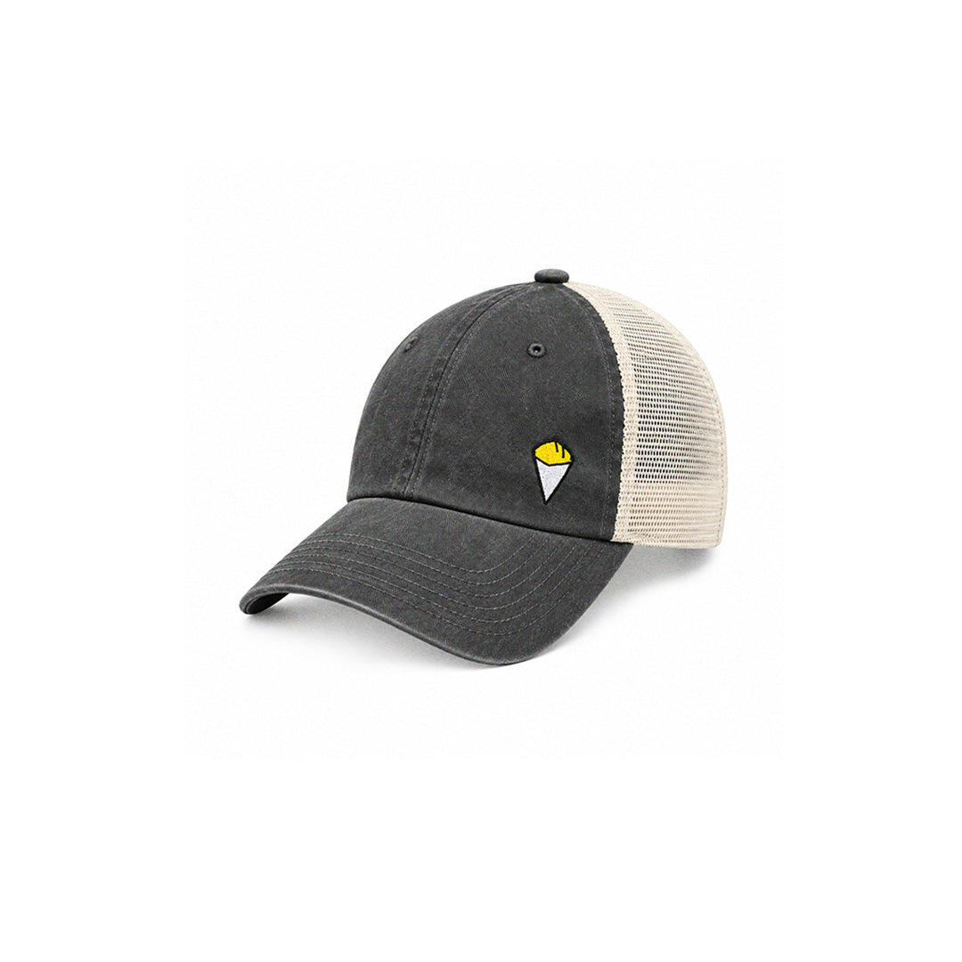 Casquette Trucker “Cornet de frites” Gris Foncé délavée