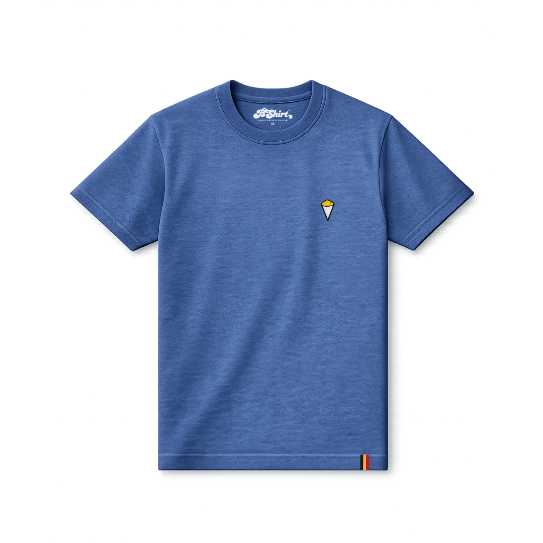 T-shirt Frites | Blauw gemêleerd