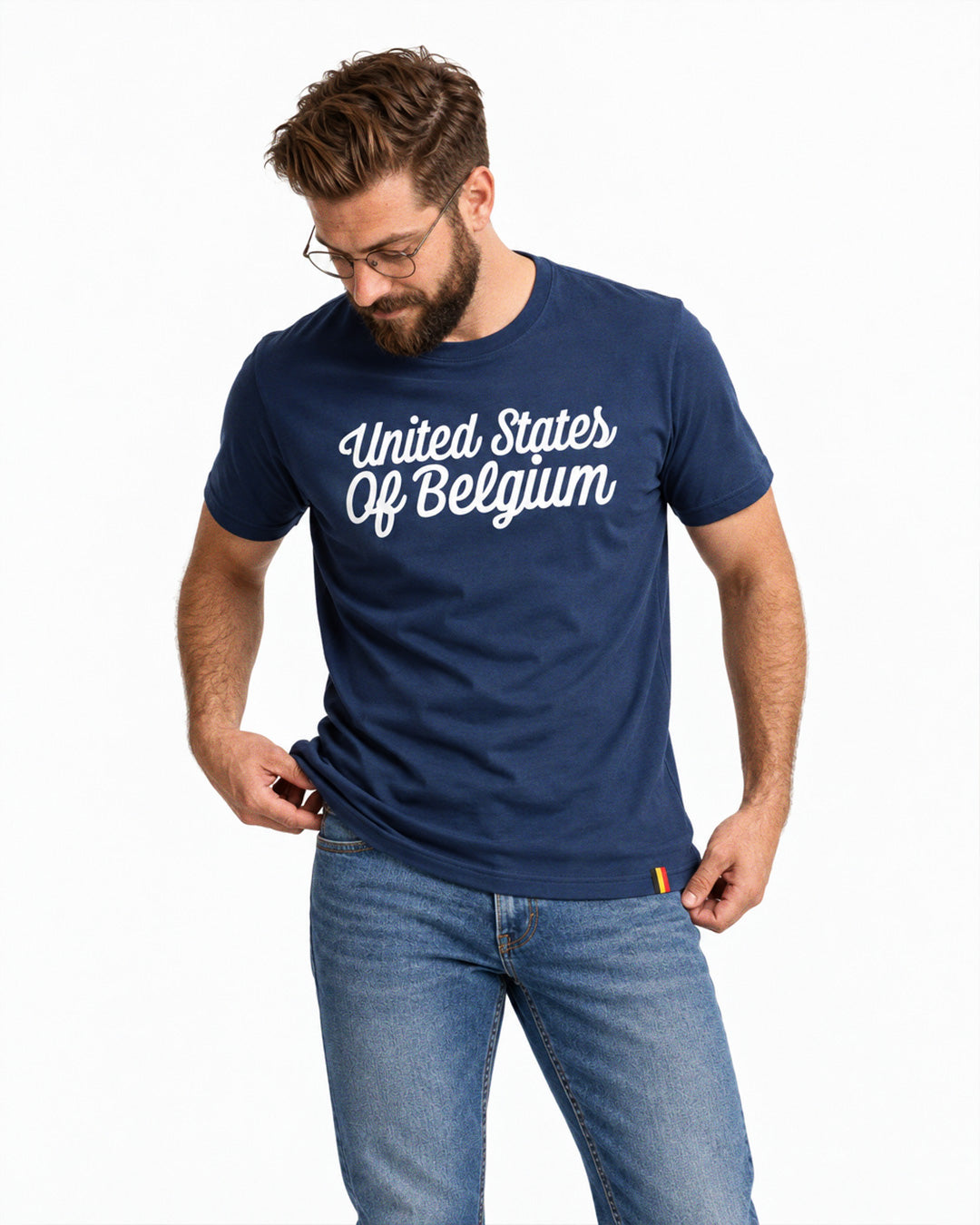 T-shirt United States Of Belgium White | Navy